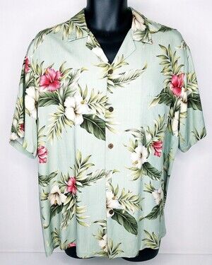 Hawaiian Reserve Collection Hibiscus Floral Pattern Shirt  Size Large Hawaii